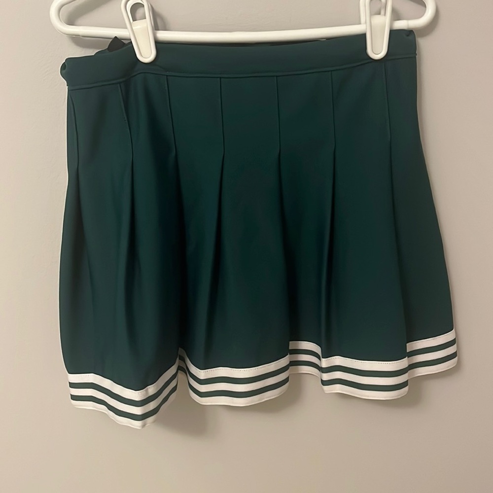 Green and white cheer skirt adjustable size XS